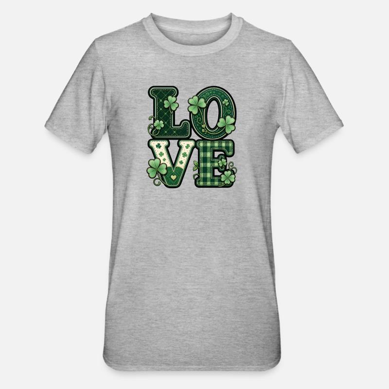 Avec amour pour la Saint-Patrick - T-shirt polycoton Unisexe - gris chiné