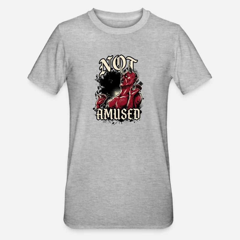 Red Devil Not Amused Funny - Unisex Polycotton T-Shirt - heather grey