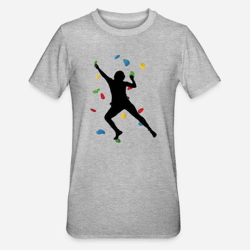 Climb Wall Man – Boulder Challenge - Unisex Polycotton T-Shirt - Grau meliert