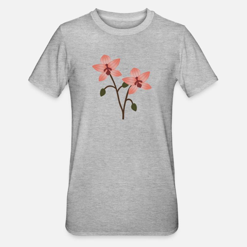 Fleur d’orchidée pastel - T-shirt polycoton Unisexe - gris chiné