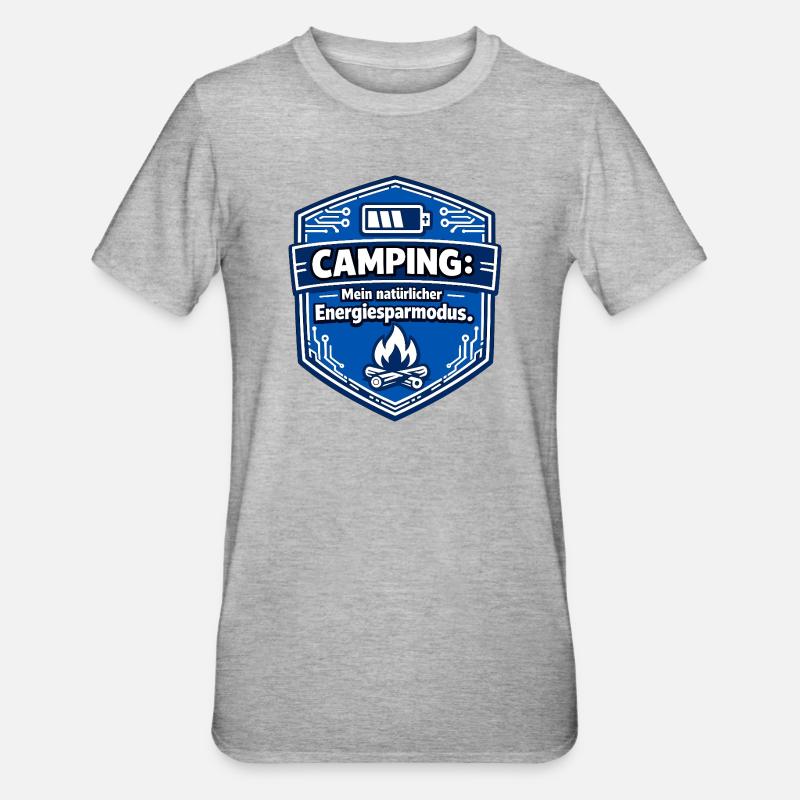 Camping energy saving mode - Unisex Polycotton T-Shirt - heather grey