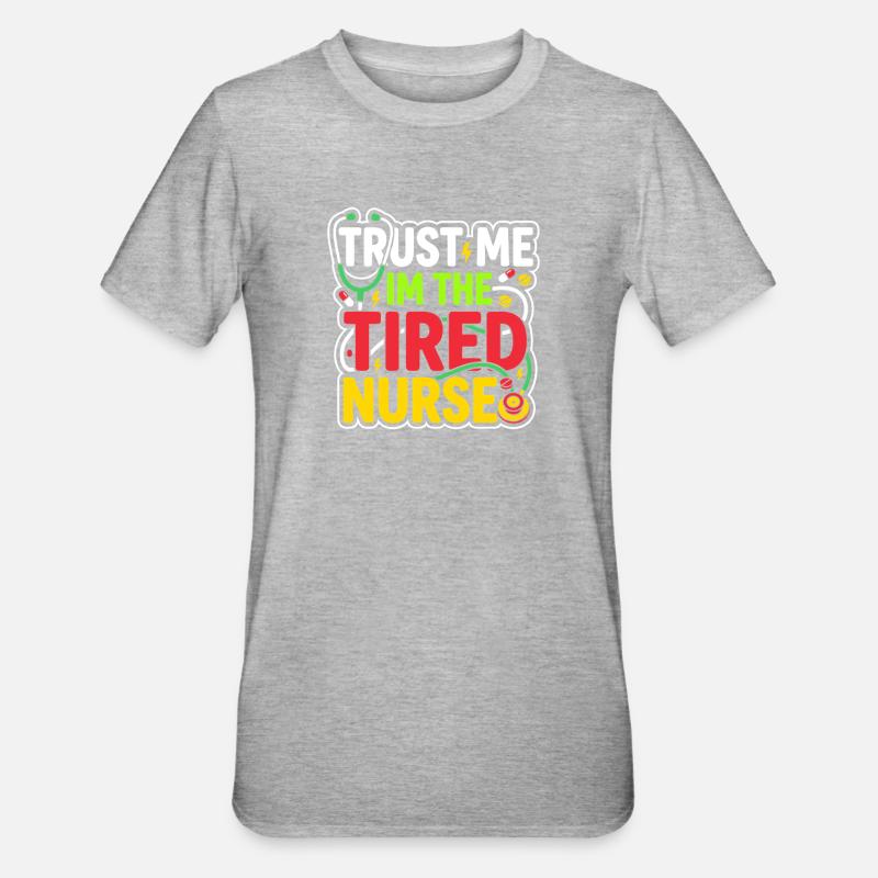 Infirmière de nuit, fatiguée - T-shirt polycoton Unisexe - gris chiné