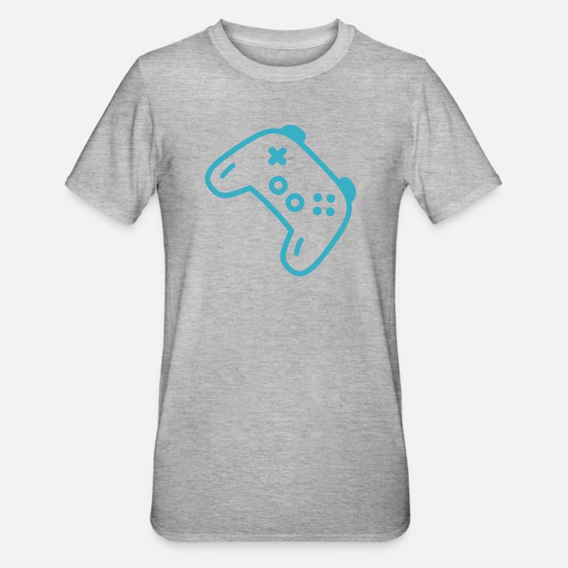 Turquoise controller silhouette - Unisex Polycotton T-Shirt - heather grey