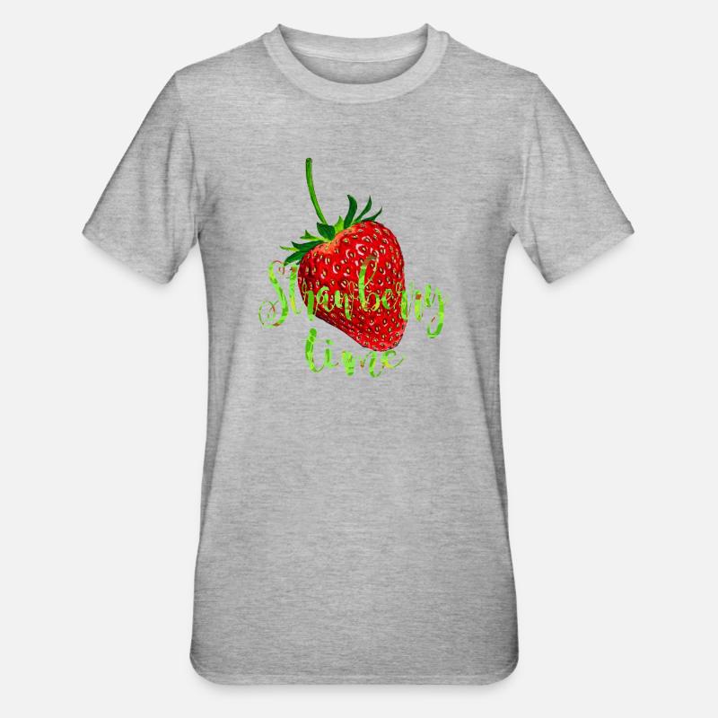 Erdbeere mit Spruch - Unisex Polycotton T-Shirt - Grau meliert