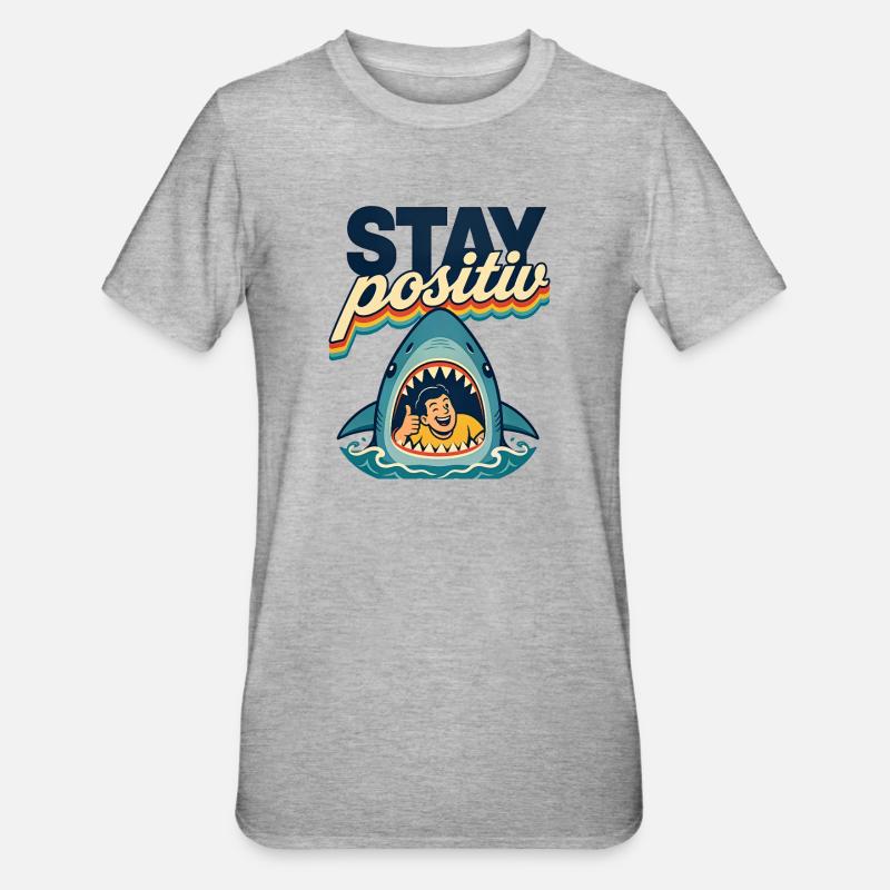 Reste positif Requin – Sea Optimism - T-shirt polycoton Unisexe - gris chiné