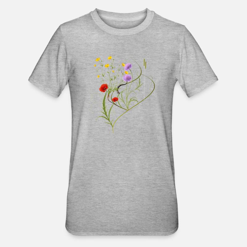 Conception botanique des prairies sauvages - T-shirt polycoton Unisexe - gris chiné
