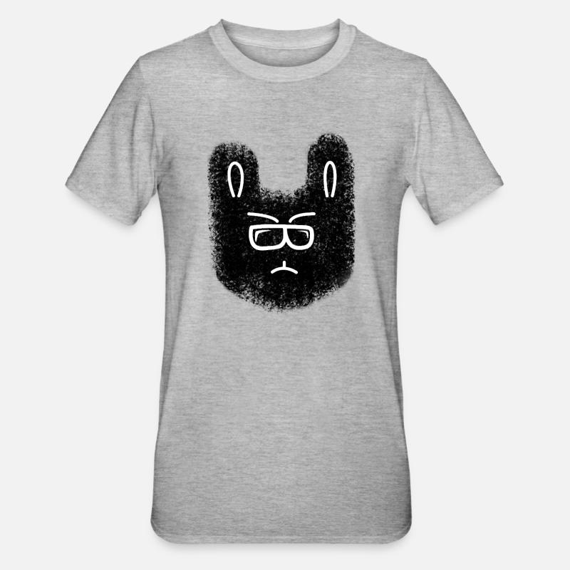 Lapin nerd avec des lunettes - T-shirt polycoton Unisexe - gris chiné