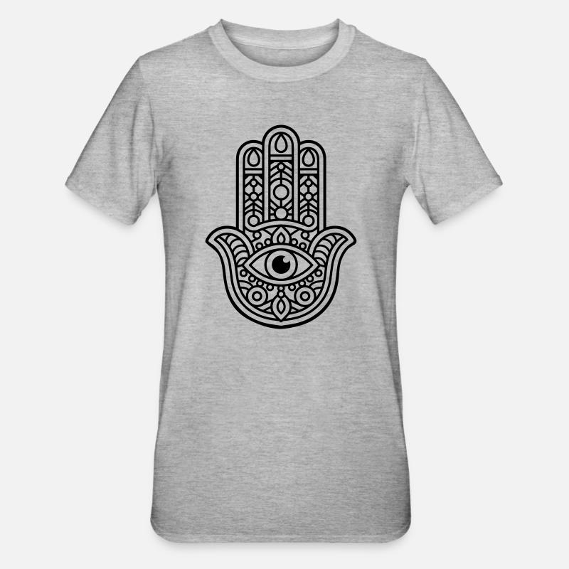 Panneau Hamsa - T-shirt polycoton Unisexe - gris chiné