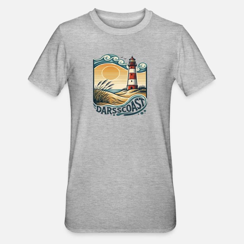Vague côtière du phare de DarsCoast - T-shirt polycoton Unisexe - gris chiné