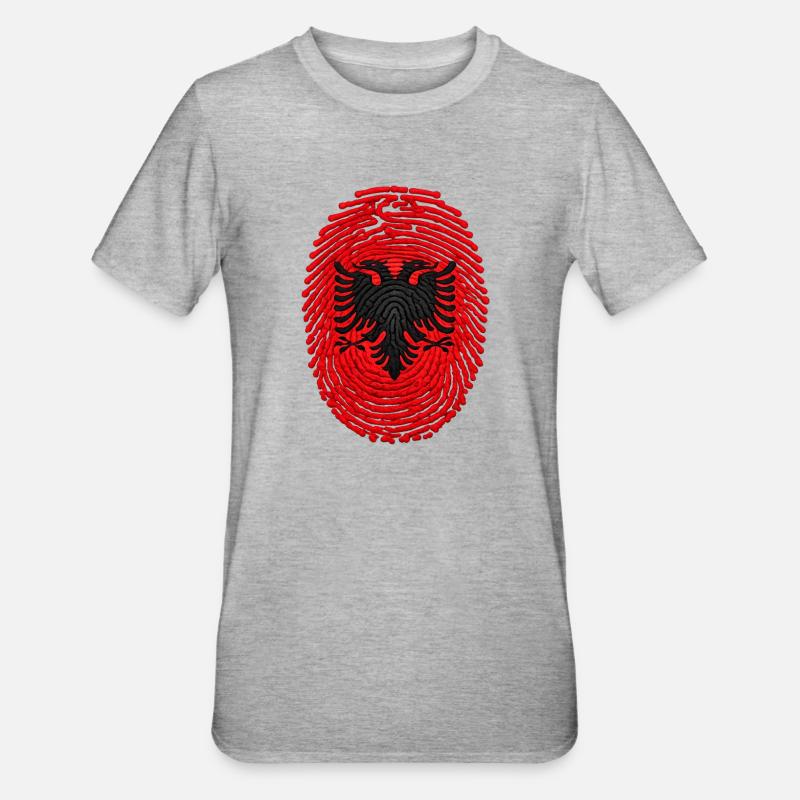 Drapeau ADN d’Albanie Drapeau - T-shirt polycoton Unisexe - gris chiné