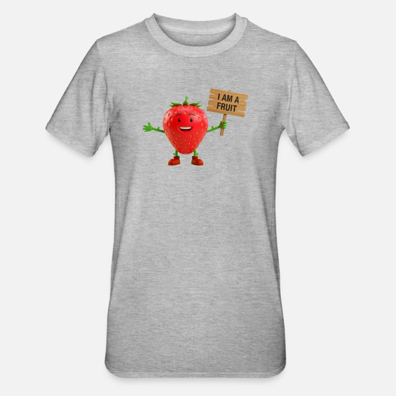 Fraise avec un panneau - T-shirt polycoton Unisexe - gris chiné