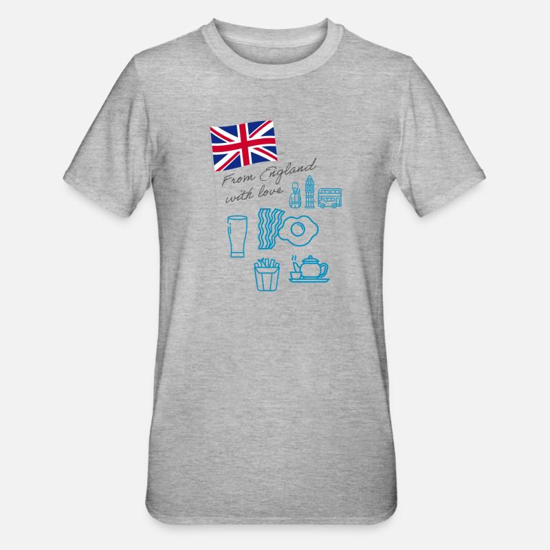 EXANGLIA (Blue + Grey Text) - Unisex Polycotton T-Shirt - heather grey