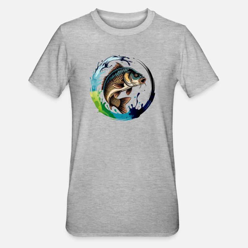 Springender Karpf - Unisex Polycotton T-Shirt - Grau meliert