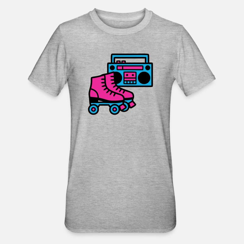 Roller Skates Boombox 80s Retro - Unisex Polycotton T-Shirt - heather grey