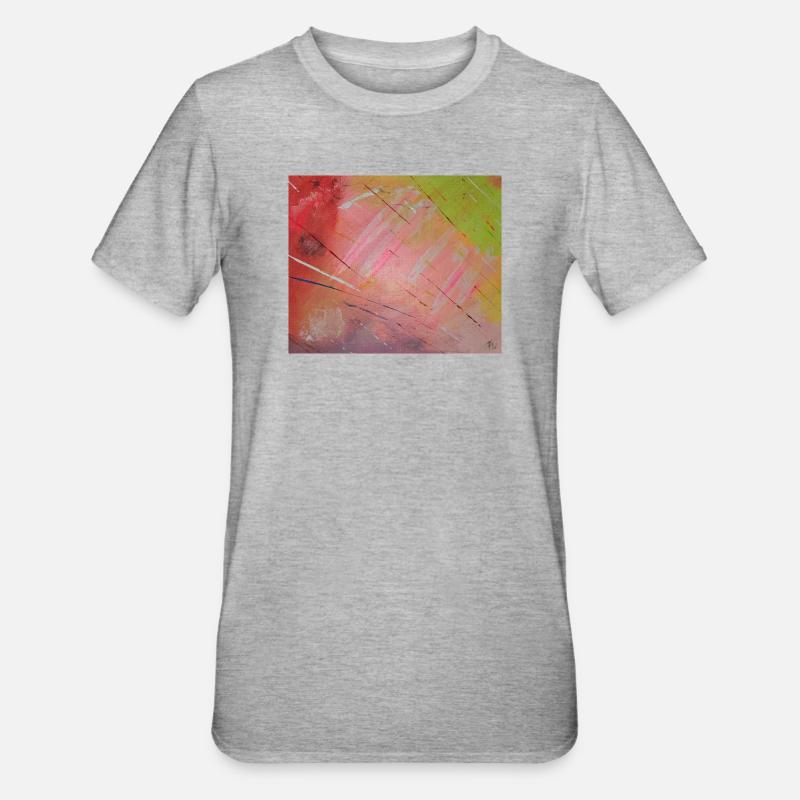 Neon Diagonal Stripe Abstract - Unisex Polycotton T-Shirt - heather grey