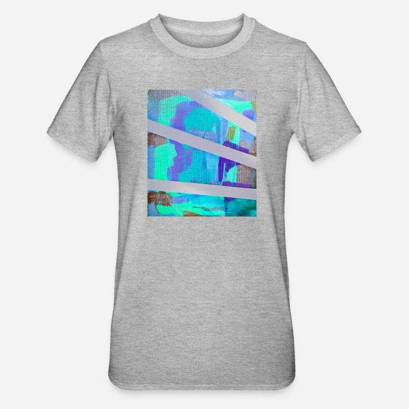 Collage à rayures abstraites néon - T-shirt polycoton Unisexe - gris chiné