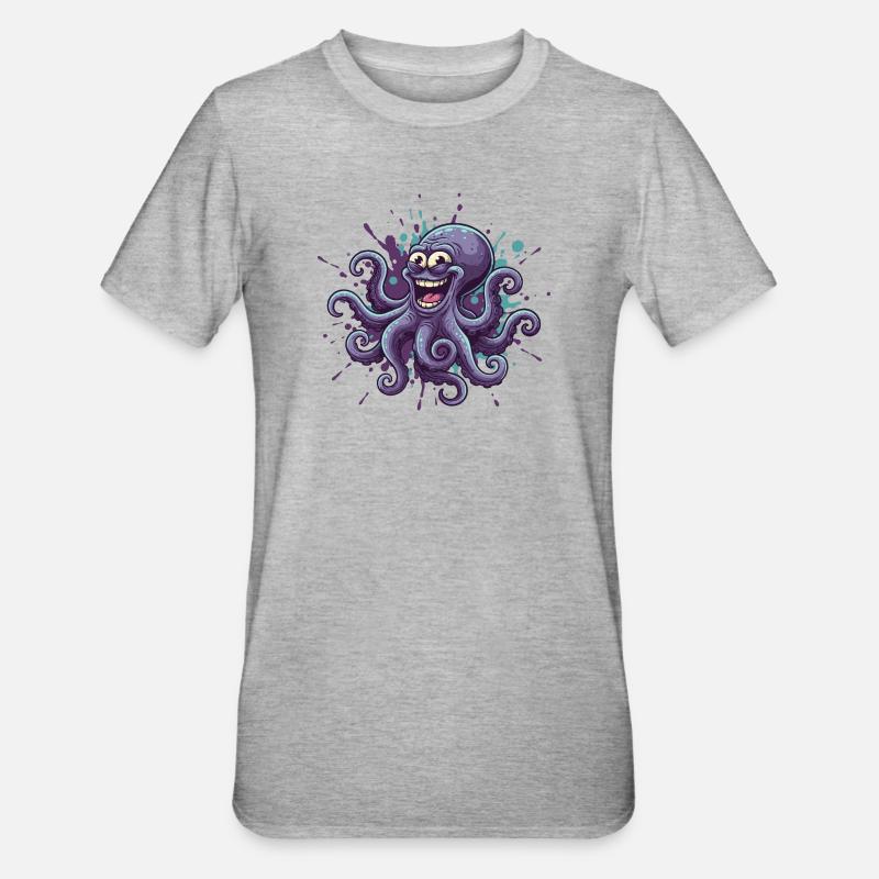 Happy Ink Octopus Graffiti - T-shirt polycoton Unisexe - gris chiné