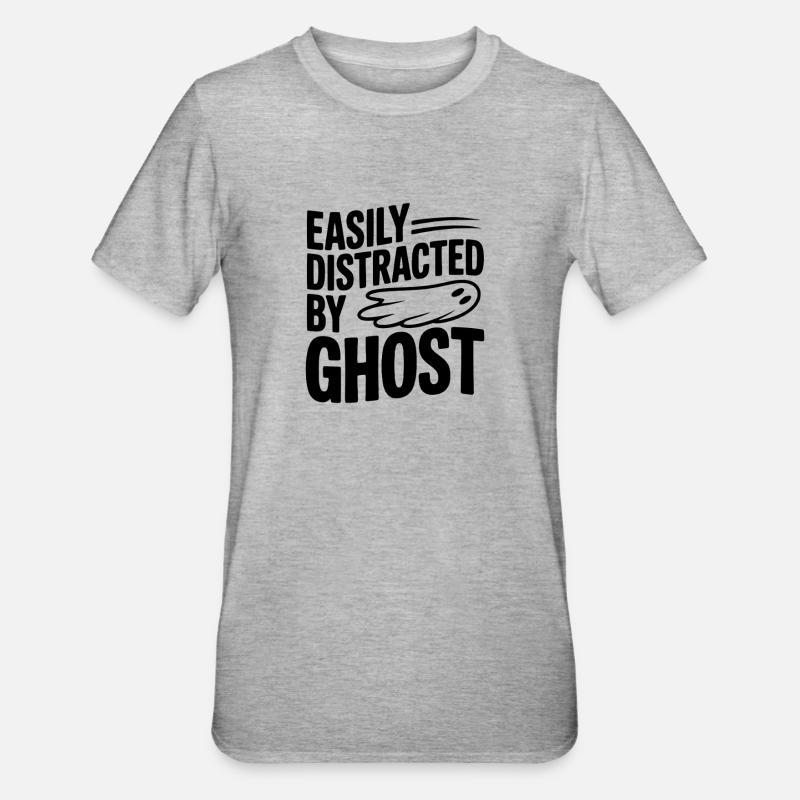 Easily Distracted by Ghost - Unisex Polycotton T-Shirt - heather grey