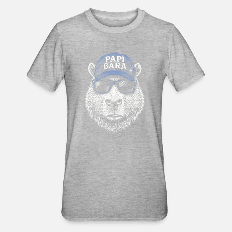Papi Bara Bär mit Sonnenbrille - Unisex Polycotton T-Shirt - Grau meliert