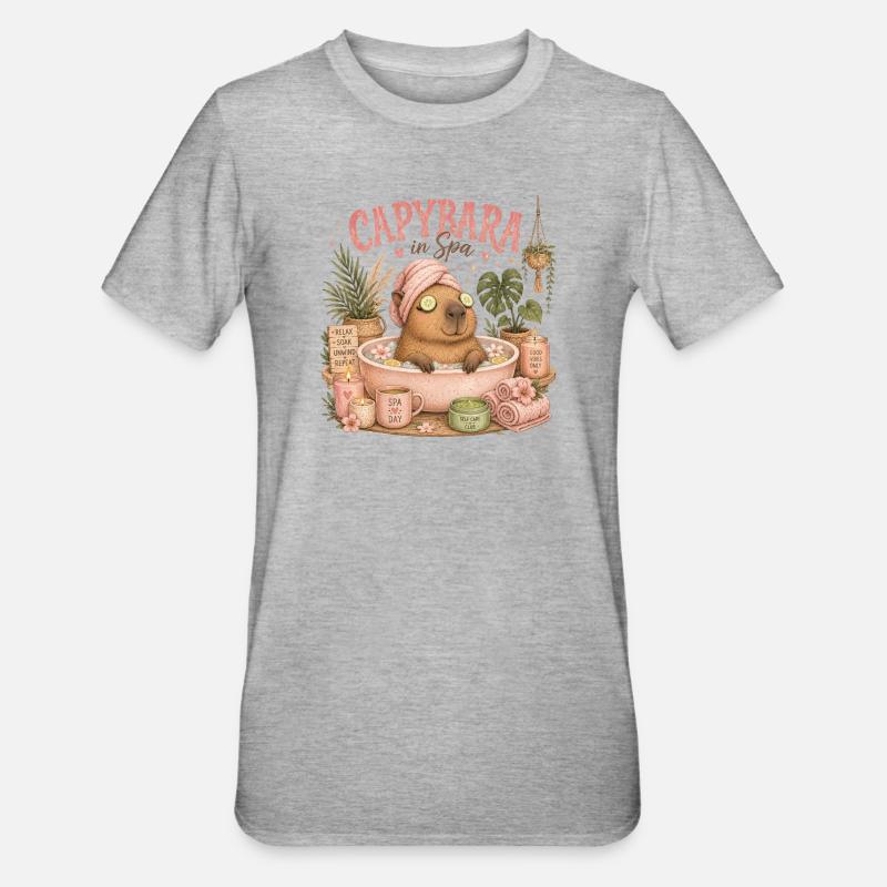 Escapade Spa à Capybara - T-shirt polycoton Unisexe - gris chiné