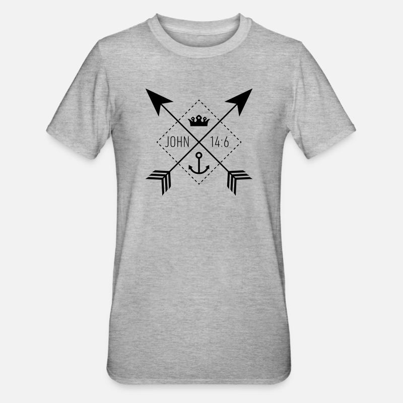 Signe Jean 14:6 - T-shirt polycoton Unisexe - gris chiné