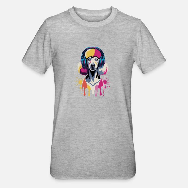 Casque Caniche - T-shirt polycoton Unisexe - gris chiné