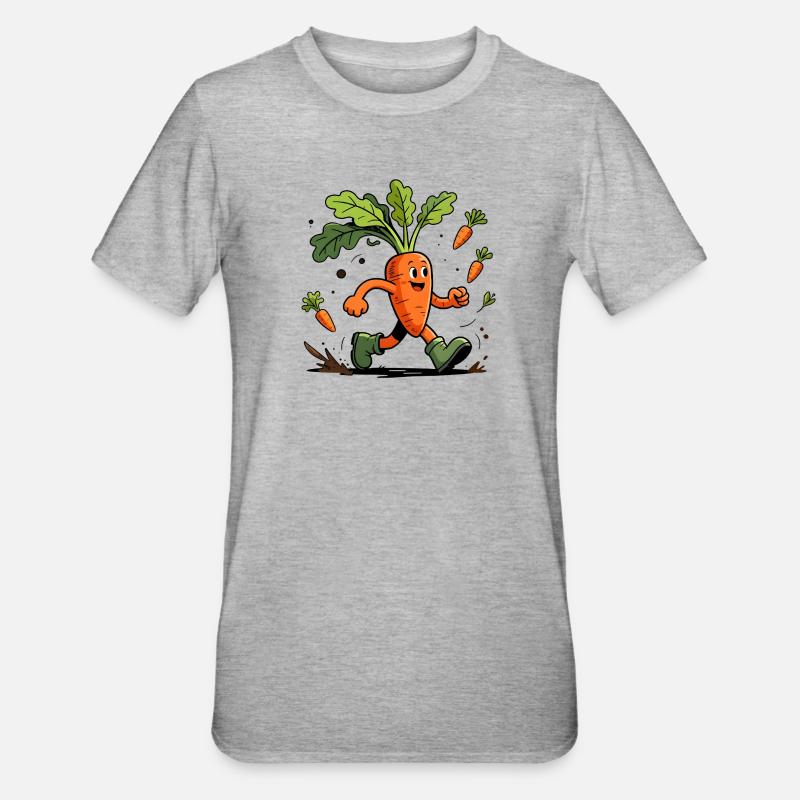 Spaßiger dynamischer Karottengärtner - Unisex Polycotton T-Shirt - Grau meliert