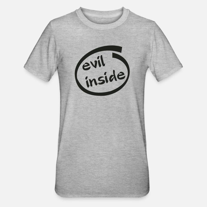 Evil Inside Ring Graphic - Unisex Polycotton T-Shirt - heather grey
