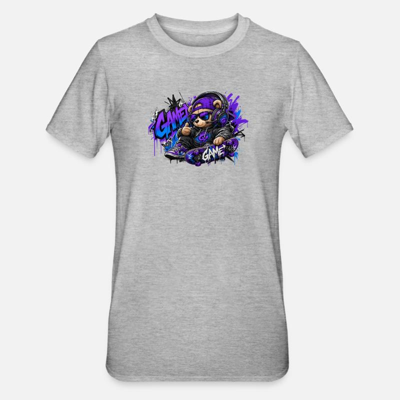 Game Bear Skate Graffiti - T-shirt polycoton Unisexe - gris chiné
