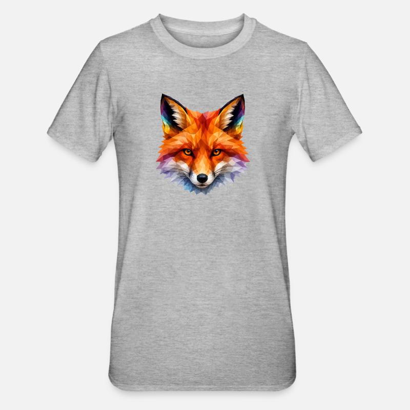 Farbiger Polygonfuchs Kopf - Unisex Polycotton T-Shirt - Grau meliert