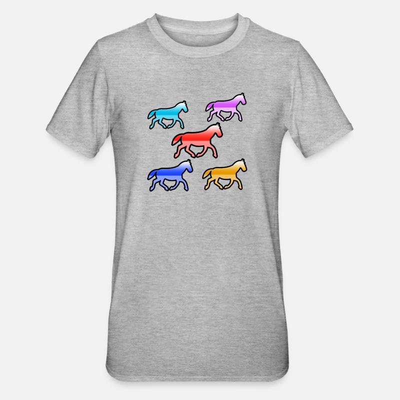 Chevaux - T-shirt polycoton Unisexe - gris chiné
