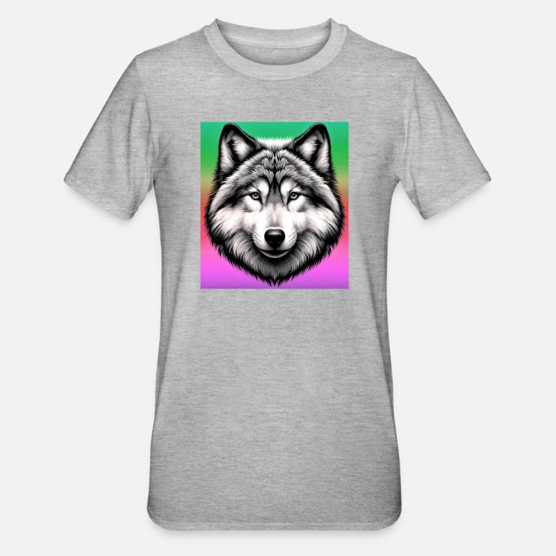 Wolf - Unisex Polycotton T-Shirt - Grau meliert