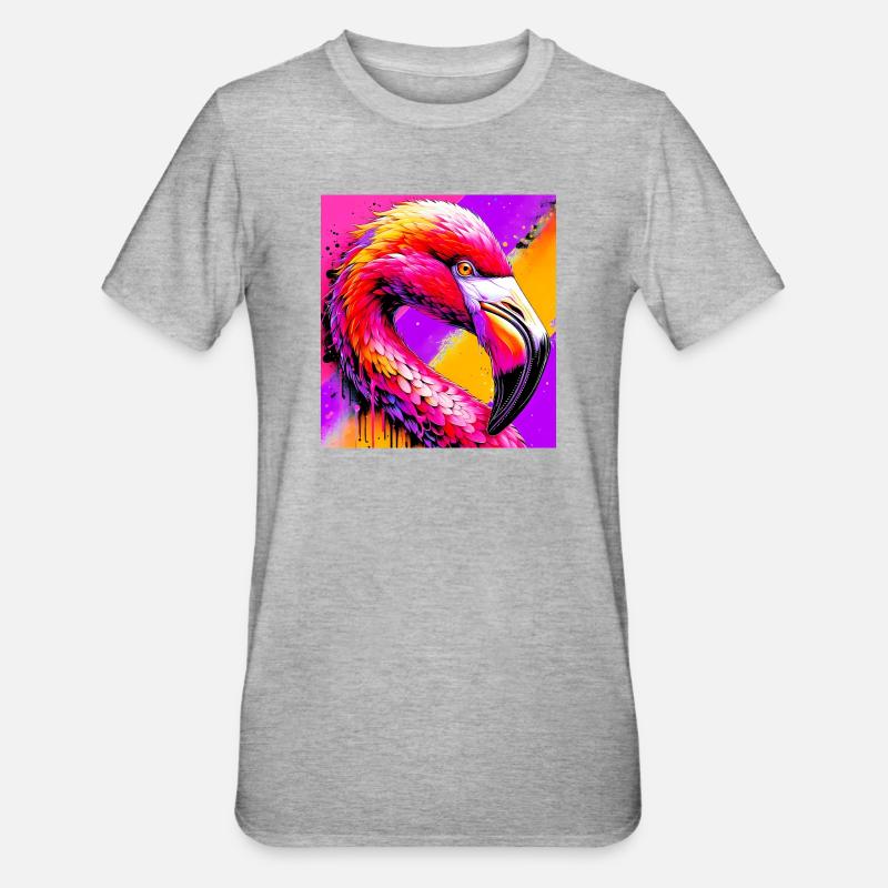 Flamingo - Unisex Polycotton T-Shirt - Grau meliert