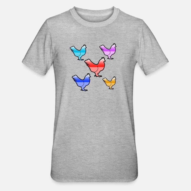 Poulets - T-shirt polycoton Unisexe - gris chiné