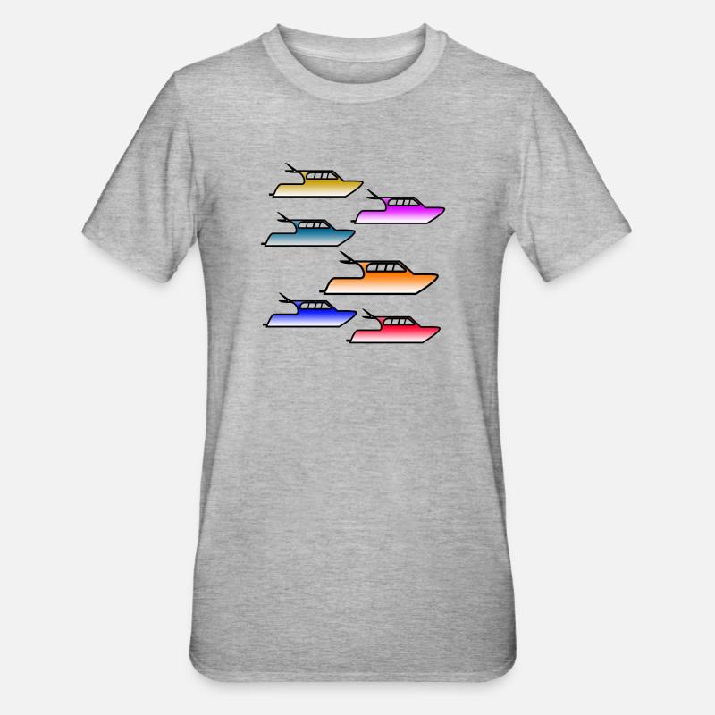Motorboote - Unisex Polycotton T-Shirt - Grau meliert