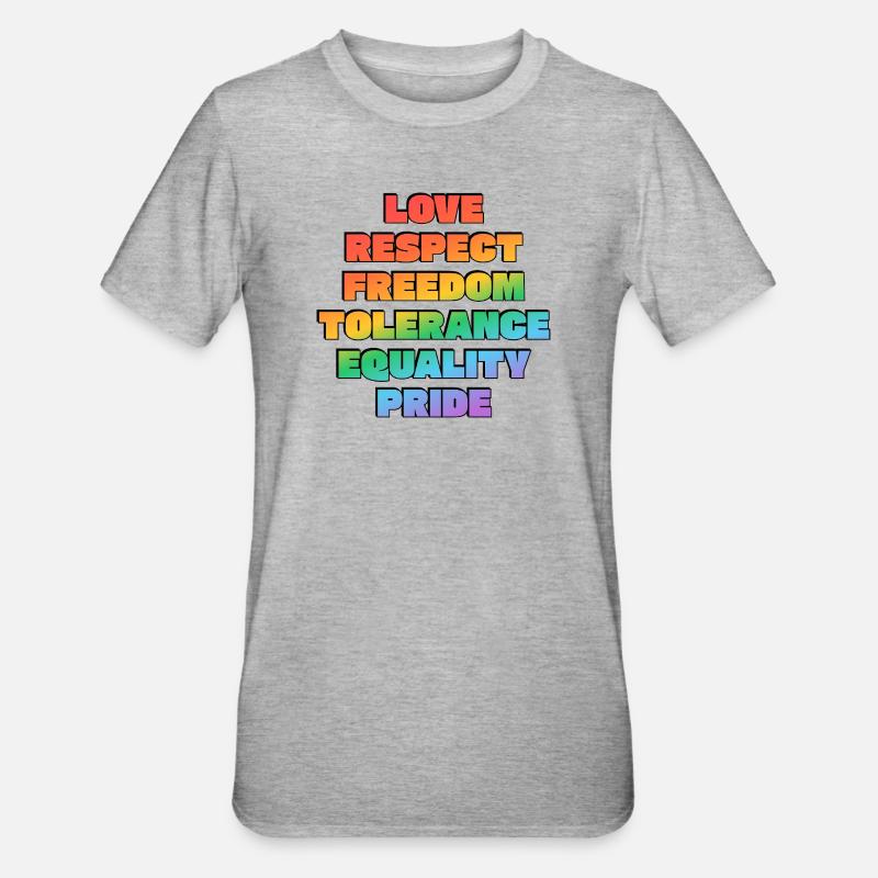 Rainbow Pride Values - Unisex Polycotton T-Shirt - heather grey