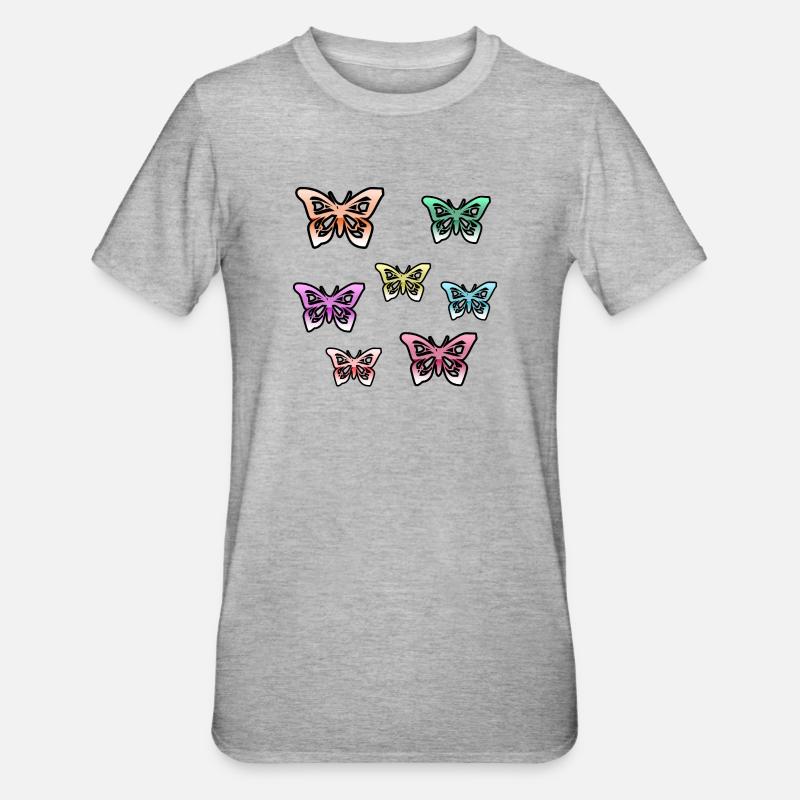 Papillons - T-shirt polycoton Unisexe - gris chiné
