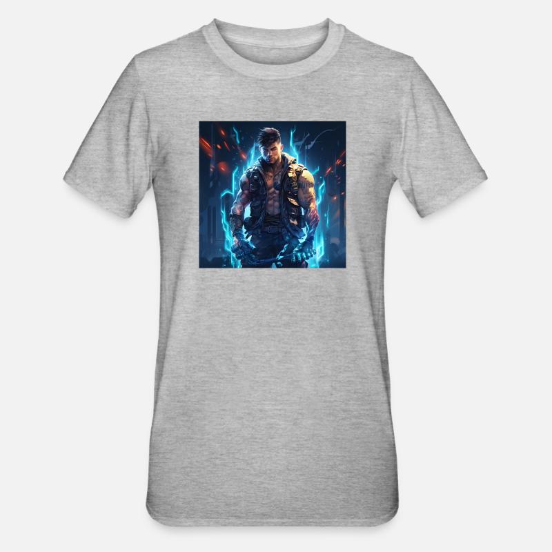 Nebula Ranger Neon Warrior - Unisex Polycotton T-Shirt - heather grey