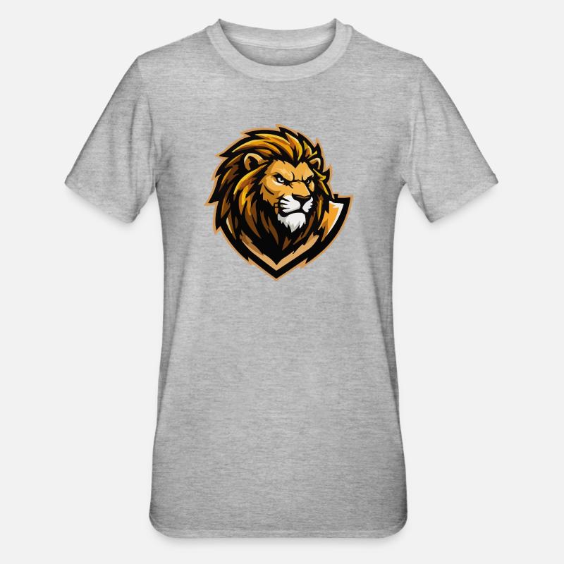 Löwe Comic - Unisex Polycotton T-Shirt - Grau meliert