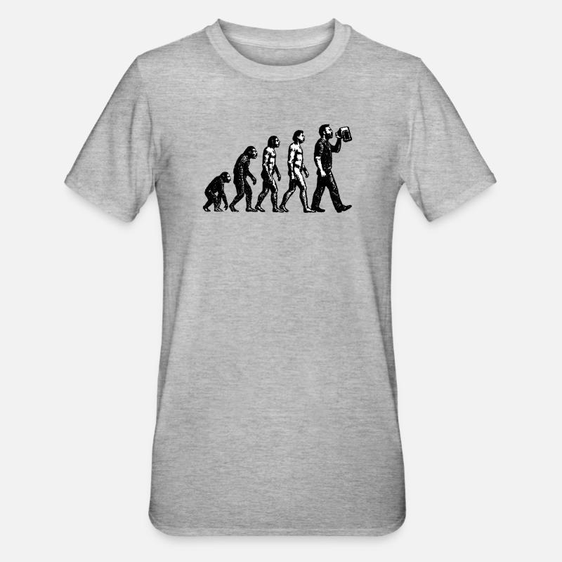 Evolution to Beer Drinker Grunge Design - Unisex Polycotton T-Shirt - heather grey