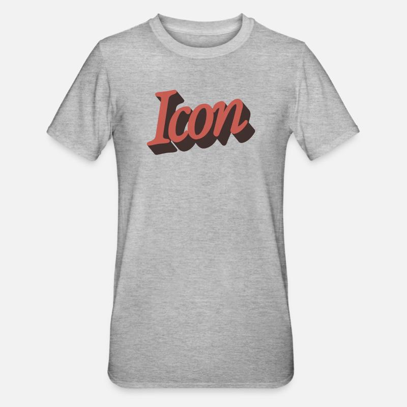 Retro Icon Script in Herbstorange - Unisex Polycotton T-Shirt - Grau meliert