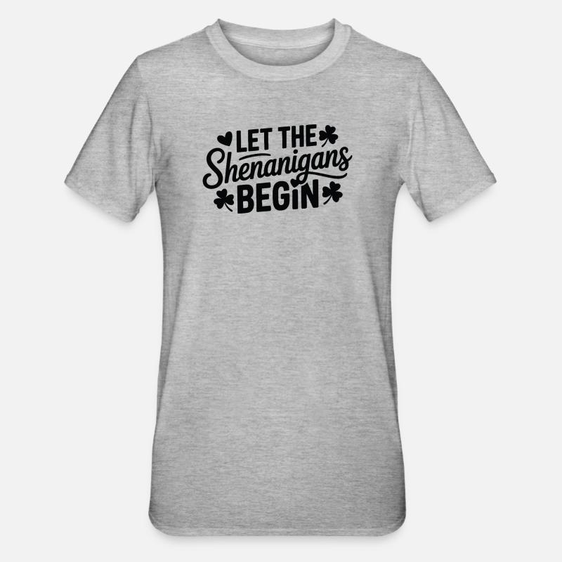 Shenanigans Begin Shamrock Script - Unisex Polycotton T-Shirt - heather grey
