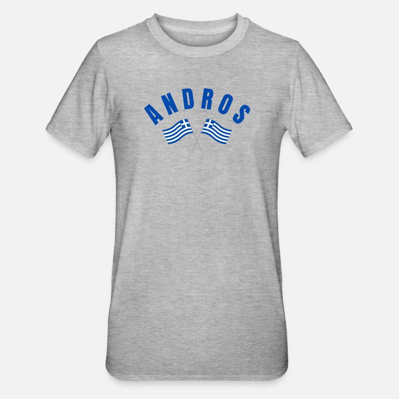 Andros a traversé les drapeaux grecs - T-shirt polycoton Unisexe - gris chiné