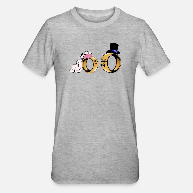 Duo de bagues de mariée Amour - T-shirt polycoton Unisexe - gris chiné