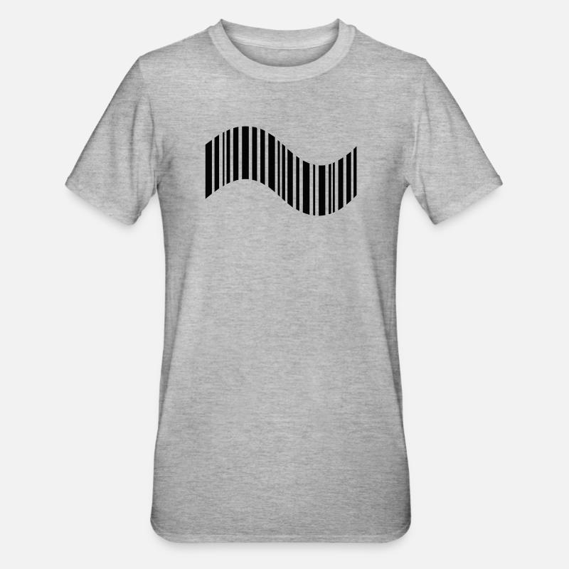 Code-barres en forme ondulée - T-shirt polycoton Unisexe - gris chiné