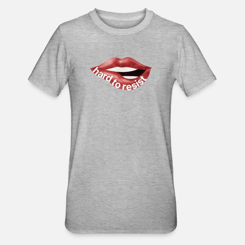 Difficile resistere – Illustrazione di Red Lips - Maglietta unisex, mix cotone e poliestere - grigio melange