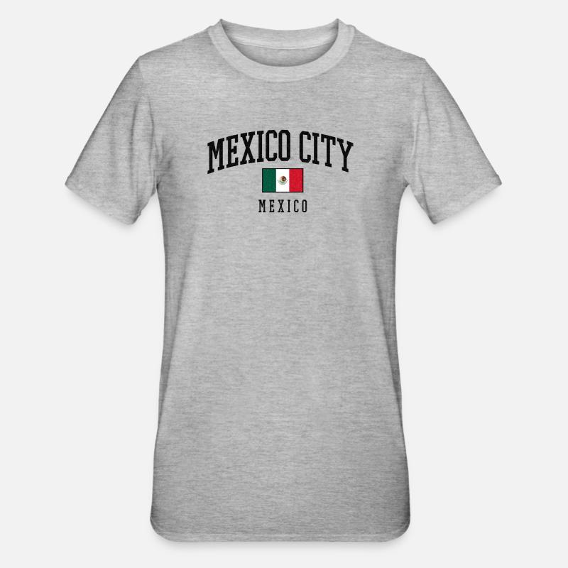 Lettrage de Mexico avec drapeau - T-shirt polycoton Unisexe - gris chiné