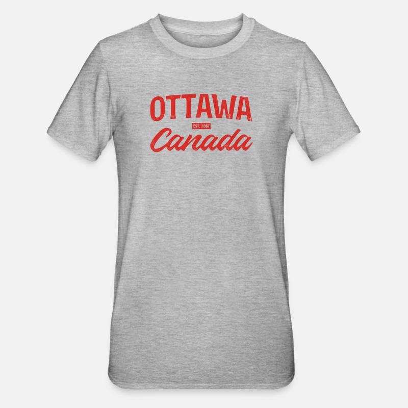 Ottawa Canada Retro Script Rouge - T-shirt polycoton Unisexe - gris chiné