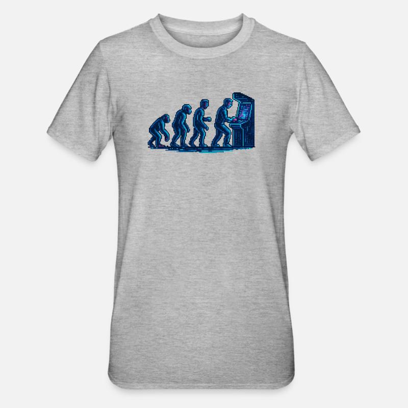 Evolution towards retro arcade - Unisex Polycotton T-Shirt - heather grey