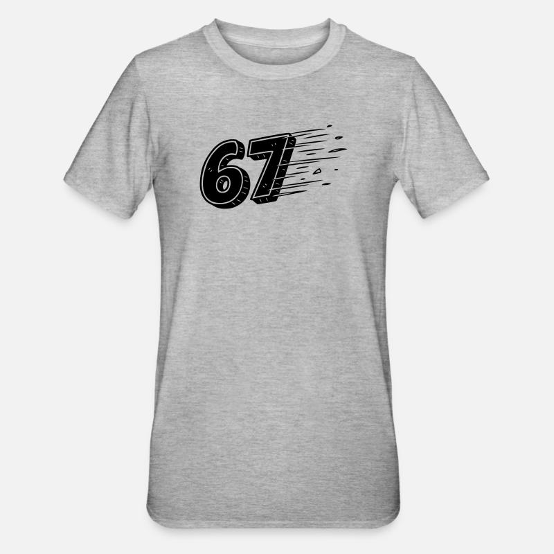 67 Meme Speedlines – Numéro Fast Comic - T-shirt polycoton Unisexe - gris chiné